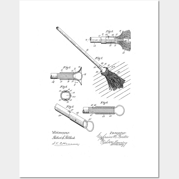 Mop Design Vintage Patent Hand Drawing Wall Art by TheYoungDesigns